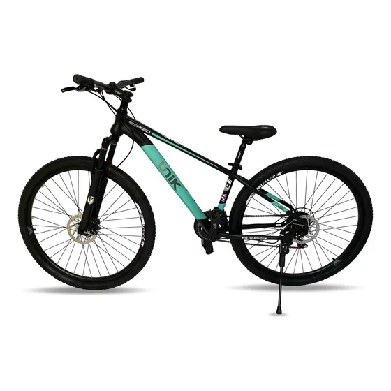 Bicicleta Todo Terreno Mtb Rin 29 Unik Montaña Suspension 24 Vel Ruta Campo Ciudad Resistente Cambios Frenos Disco Cicla Deporte Ciclismo Mountain Bike Acero Uso Diario Turquesa Xs