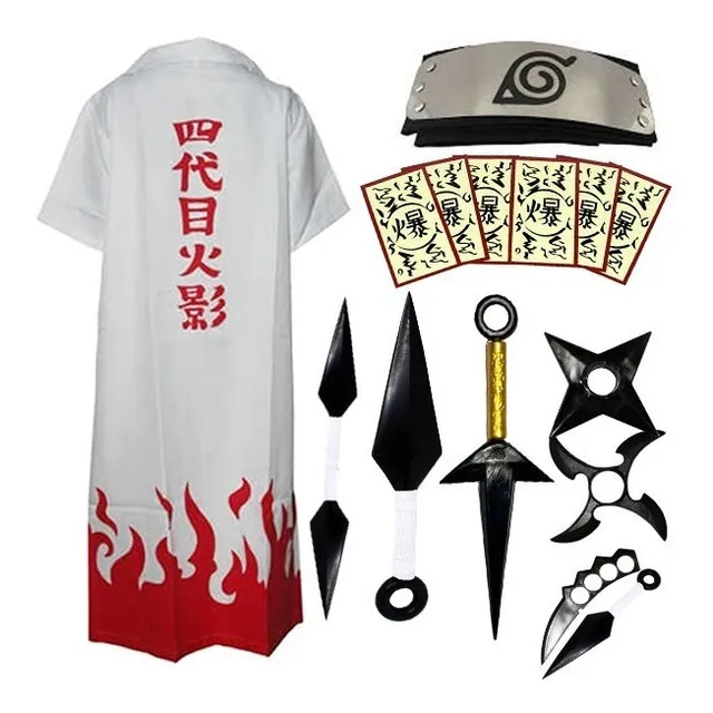 Combo Hokage Manto Do Minato  + Bandana + 10 Itens
