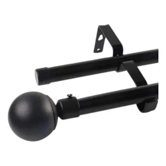 Barra De Cortina Duo Ajustable Negro 160-310 Color Bola