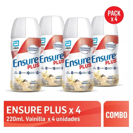 4 Unidades Abbott Ensure Plus Liquido Vainilla 220ml