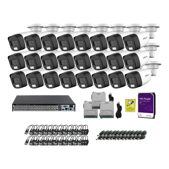Kit 24 Cámaras Vigilancia 5mp Dual Light Dahua 6tb Micrófono