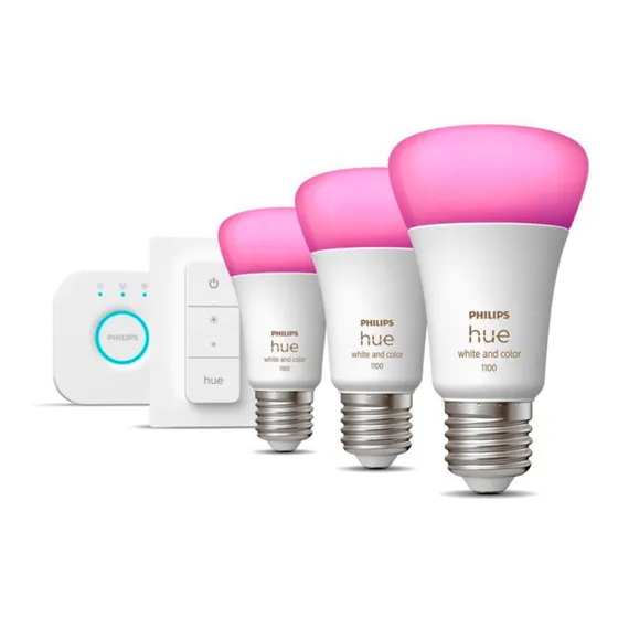 Kit Inicio Philips Hue Lámparas Led E27 8w A60 Rgb & Switch