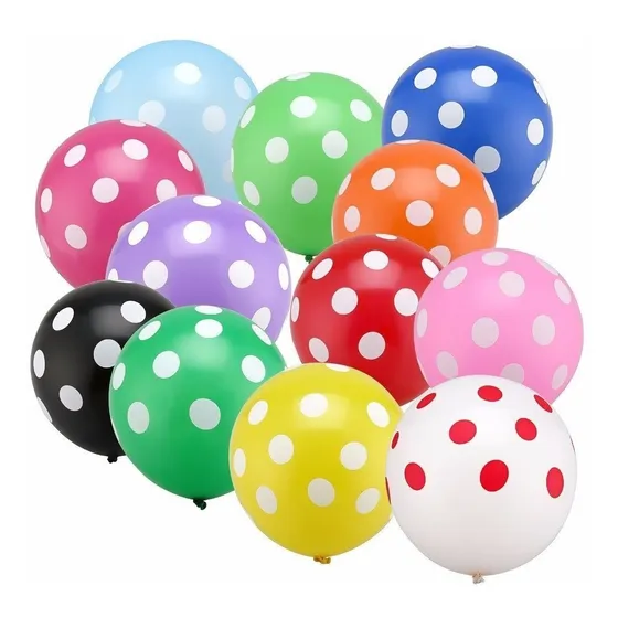 Bolsa De 50 Globos Latex Polka Numero 12 Lunares Color