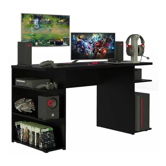 Escritorio gamer Madesa Mesa para computador gamer 9409 mdp de 136cm x 75cm x 60cm negro