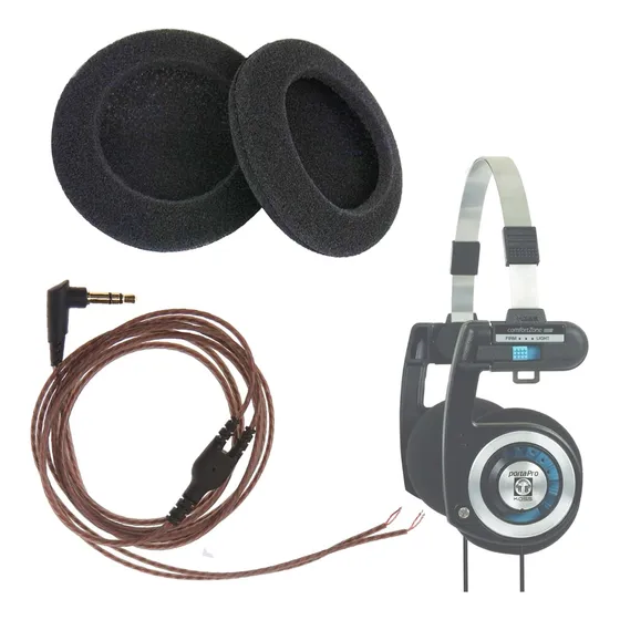 Espuma + Cabo P/ Fone Koss Porta Pro Substituição Premium