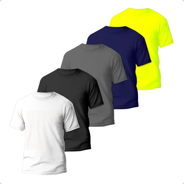 Kit 5 Camisetas Básicas Masculina Dry Fit Lisa Tradicional Kit 5 Camisetas Básicas Masculina Dry Fit Lisa Tradicional