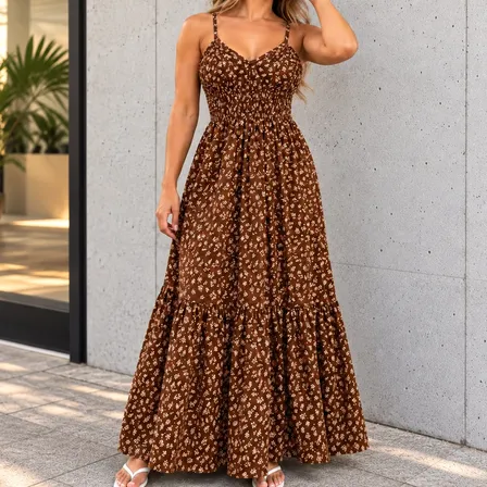 Vestido Lastex Alcinha Leve Decote V Feminino Longo Moda