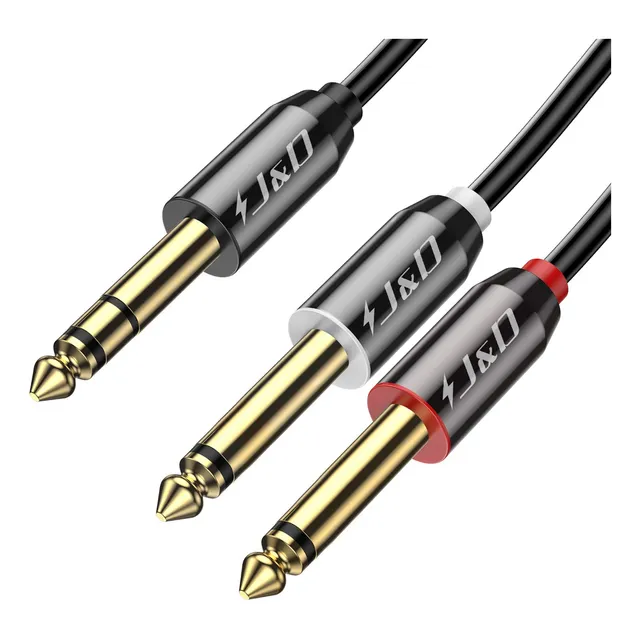 J&d 1 Pack Cable De 6,35 Mm A 2 X 6,35 Mm, Chapado En Oro Cá