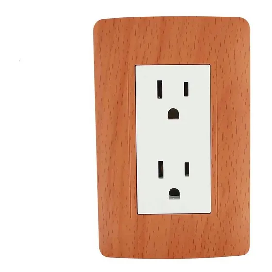 Contacto Doble Sanelec Con Placa Linea Toscana Wooden Marrón