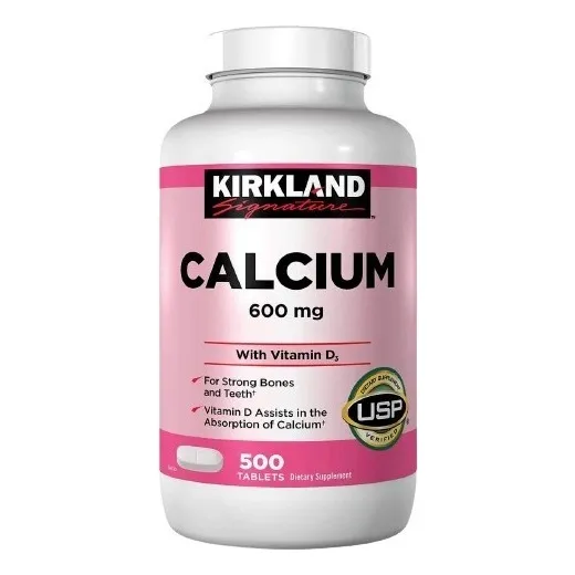 Calcio 600mg Con Vitamina D3 500 Tabletas Marca Kirkland Usa Sabor Neutro
