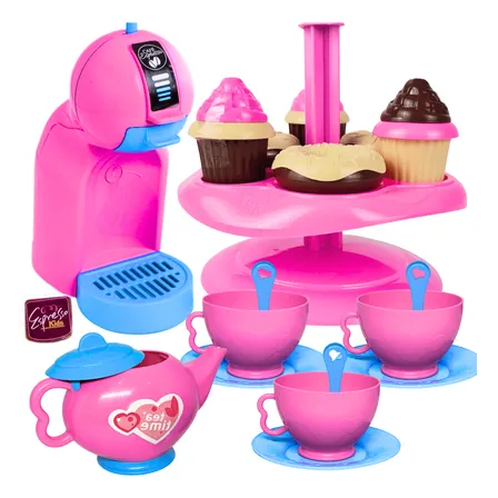 Kit Chá Da Tarde 19pçs Cozinha Brinquedo Infantil Menina Rosa