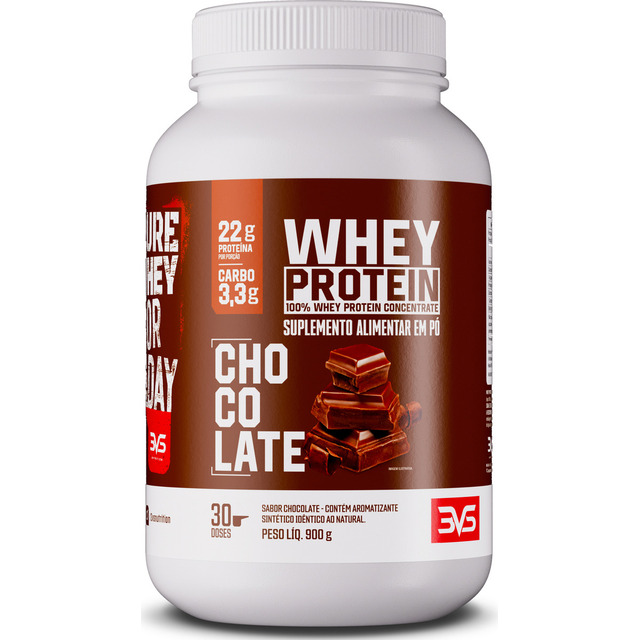 100% Whey Protein Concentrado 900g Sabor: Chocolate - Proteína 100% Pura - 3vs Nutrition 100% Whey Protein Concentrado 900g Sabor: Chocolate - Proteína 100% Pura - 3vs Nutrition