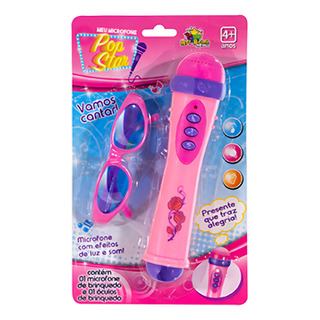Art Brink Microfone Infantil Com Ăculos Luz E Som Menina Pop Star Art Brink Microfone Infantil Com Ăculos Luz E Som Menina Pop Star