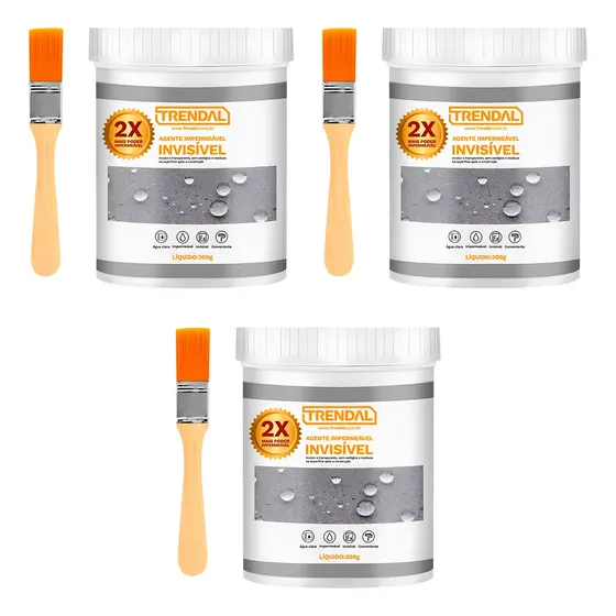 Kit de 3 impermeabilizantes, selladores, infiltración, sello fijo, 300 g, la unidad, más cepillo gratis, invisible y transparente, 2 veces más, supersellador impermeable | Cuotas sin interés
