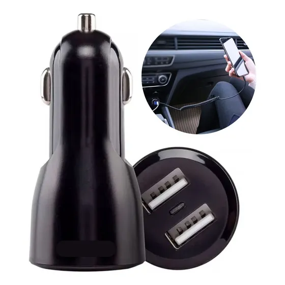 Carregador Celular Veicular 12v Potente 2 Entradas Usb 2.4a