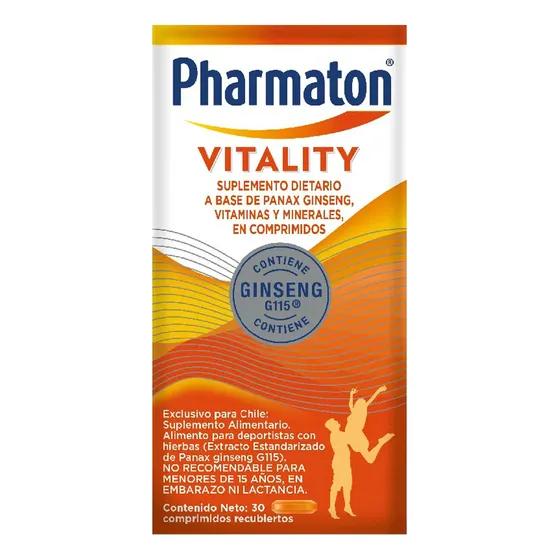 Pharmaton Vitality Suplemento Dietario Ginseng 30 Comprimido Sabor S/sabor
