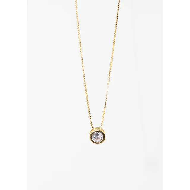 Cadena Collar Con Dije Punto Luz Zirconia Baño En Oro 18k