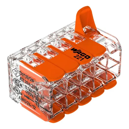 Conector De Emenda 10 Polos 32a 4mm 221-420 Wago Laranja