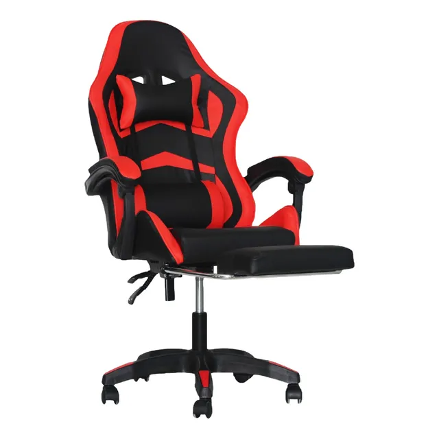 Silla Gamer Ergonómica Reclinable Oficina Con Reposapiés Color Rojo Material Del Tapizado Policloruro De Vinilo