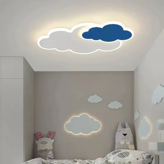 Lustre Plafon De Teto Infantil De Nuvem Led 53w Muda De Cor