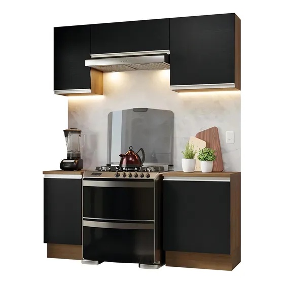 Cocina Integral Completa Modular Madesa Glamy 180cm Mn 12 Color Marrón/Negro