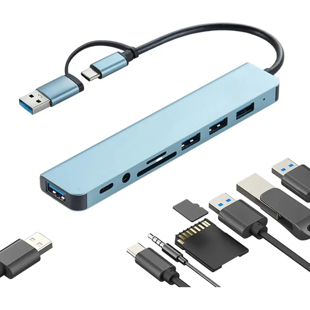 Adaptador Usb Hub Usb C Multipuertos 8 En 1 Accesorio Laptop