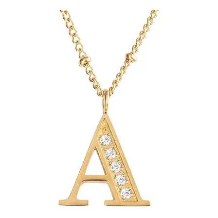 Collares Inicial Mujer Letras Baño Oro 18k Zirconias Luckyly