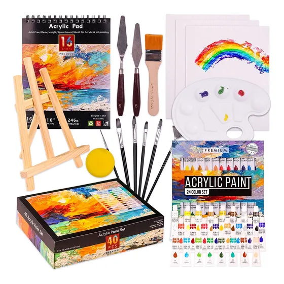 Set Pintura Acrílica Kit Arte 40piezas 24colores*12ml Regalo