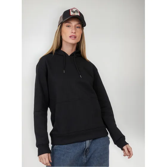 Customs Ba Buzo Canguro Friza Mujer Algodón Gris.