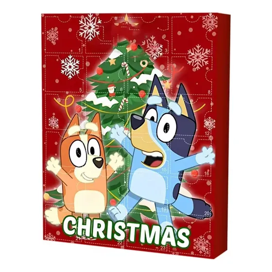 Figura De Juguete Bluey Con Calendario De Adviento Navideño