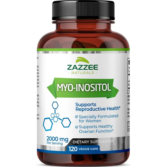 Suplemento Zazzee, Cápsulas De Mioinositol, 2000 Mg, 120 Veg
