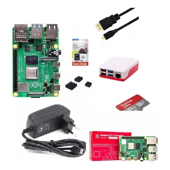  Raspberry Pi4 Modelo B Case Fonte Sd 32gb Hdmi Dissípadores