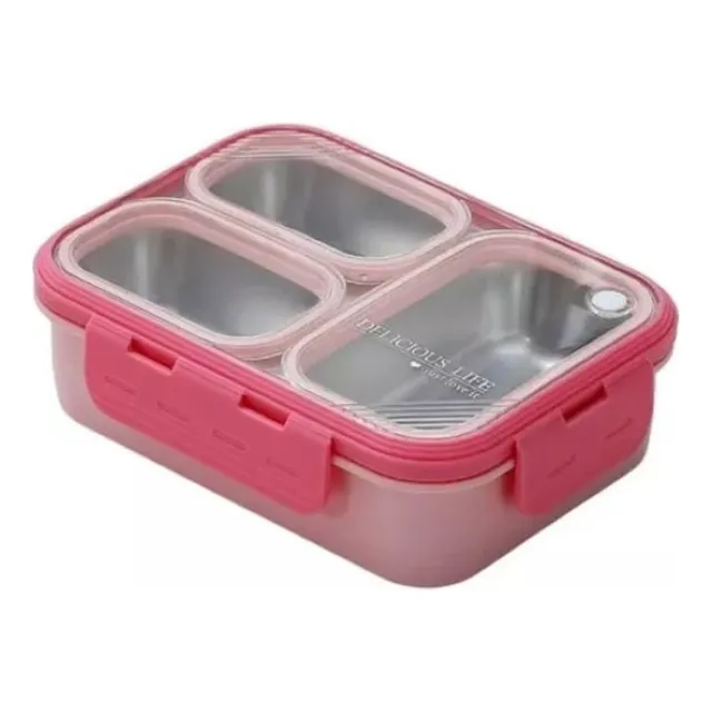 Porta Comidas 2 Espacios Portátil Hermético Acero Inoxidable