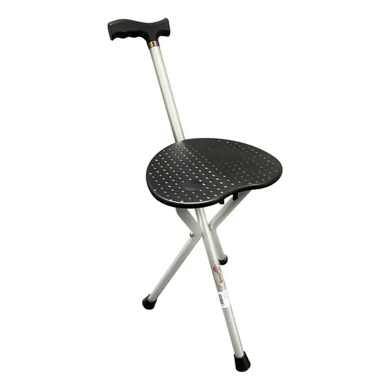 Bastón Con Asiento Bronce Económico De Lujo Spb7501 Color Plata