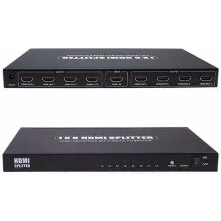 Splitter Hdmi 1x8 Activo 1.4 Fullhd 1080p Metálico 8 Salidas