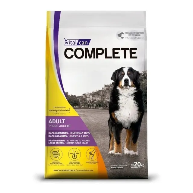 Alimento Vitalcan Complete para perro adulto de raza mediana y grande sabor carne en bolsa de 20kg
