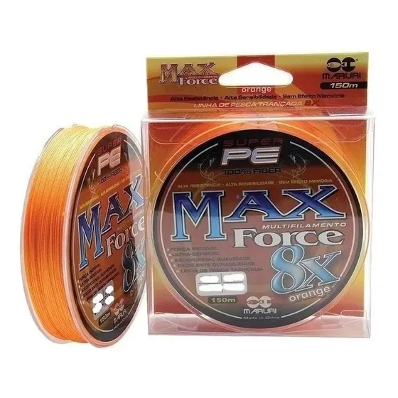 Línea multifilamento Maruri Max Force 8x, 22 libras, 0.18 mm, color naranja