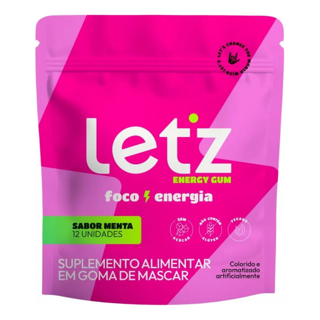 Chiclete Energético Pacote Com 12 Unidades 20g Letz Gum Chiclete Energético Pacote Com 12 Unidades 20g Letz Gum