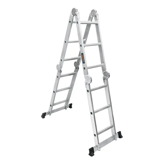 Escalera Multiposicion 8 Peldaños Plegable De Aluminio Gris