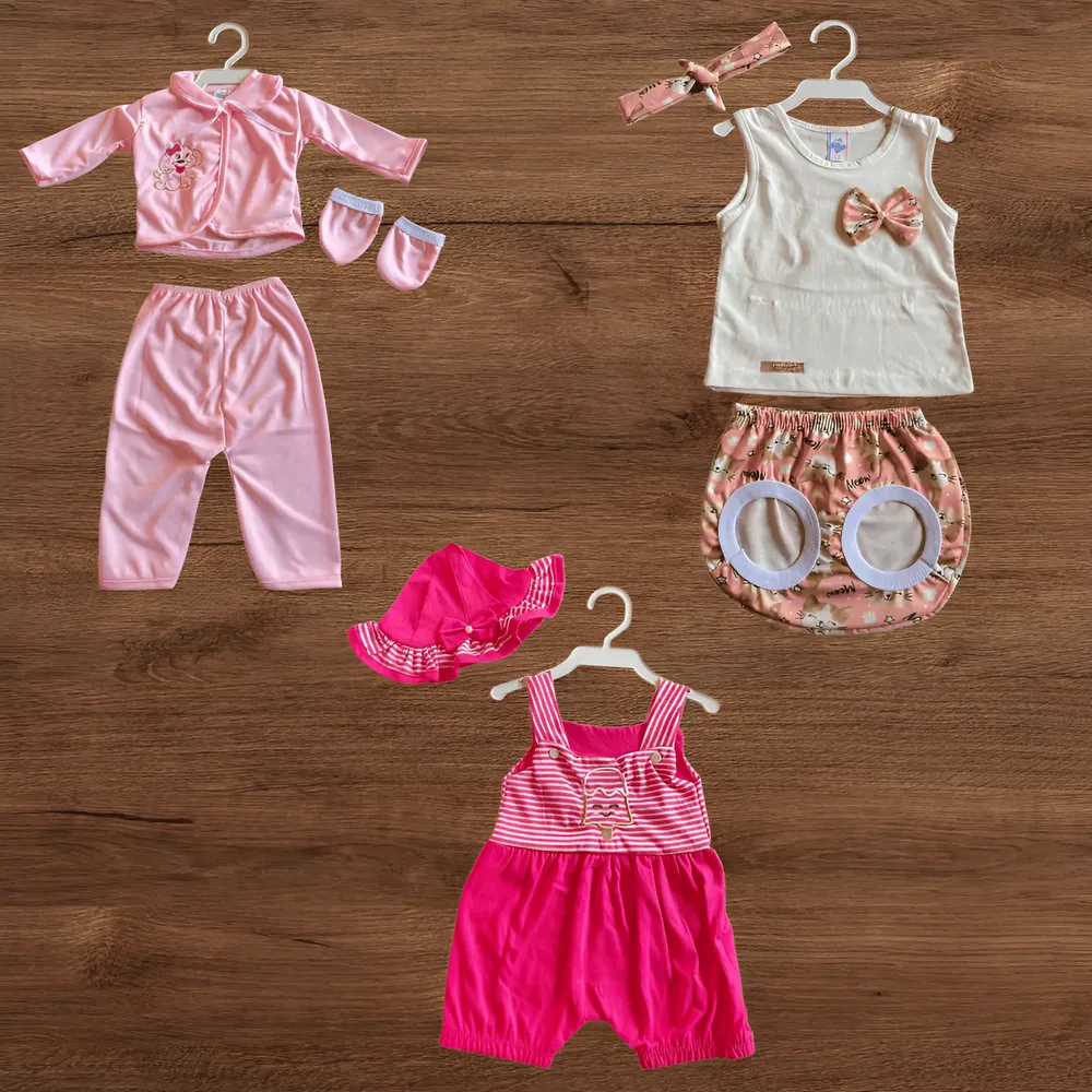 Lote 8 Peças Roupa Bebê Reborn Boneca 48cm Roupinha Menina