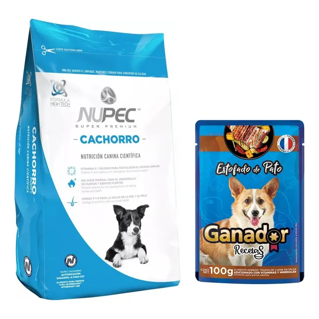 Nupec Cachorro 8 Kg + Sobres Estofado Pato 100 G (22 Pzas)