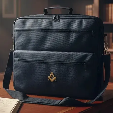 Bolsa Pasta Lugagge Preto com Alça Maçonaria simbolo dourado