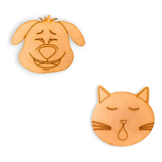 Kit 8 Portavasos Divertidos Figuras Perro Y Gato Mdf 3mm Portavasos Perros Natural