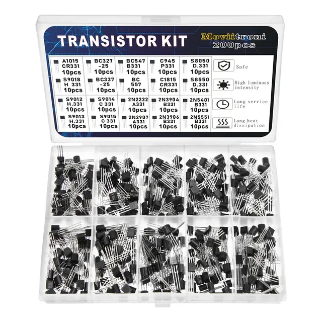 Kit Estuche Transistores Npn Pnp Bc547 2n222 200 Piezas