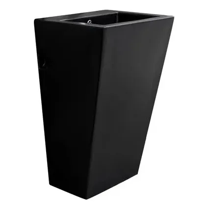 Aq Lavamanos Redondo Negro Mate Pedestal Torre 38x83 