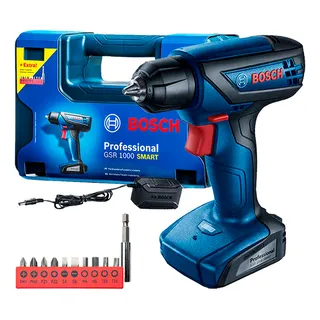 Furadeira Parafusadeira Sem Fio De 6mm Bosch Gsr 1000 Smart Com Maleta 700rpm Azul Furadeira Parafusadeira Sem Fio De 6mm Bosch Gsr 1000 Smart Com Maleta 700rpm Azul