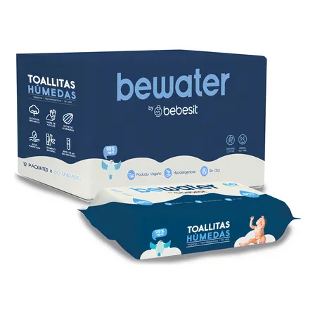 Wipes Toallas Húmedas Bewater Bebesit - Caja 12x60 Unidades