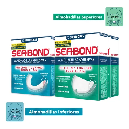 Sea Bond Almohadillas Adhesivas 12# Sup 2-pack + Inf 2-pack