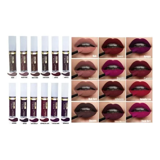 6 Batom Líquido Ultra Matte Mahav Efeito Fosco Kit Atacado 