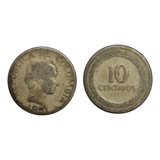 Moneda Coleccionable Colombia 10 Centavos 1951